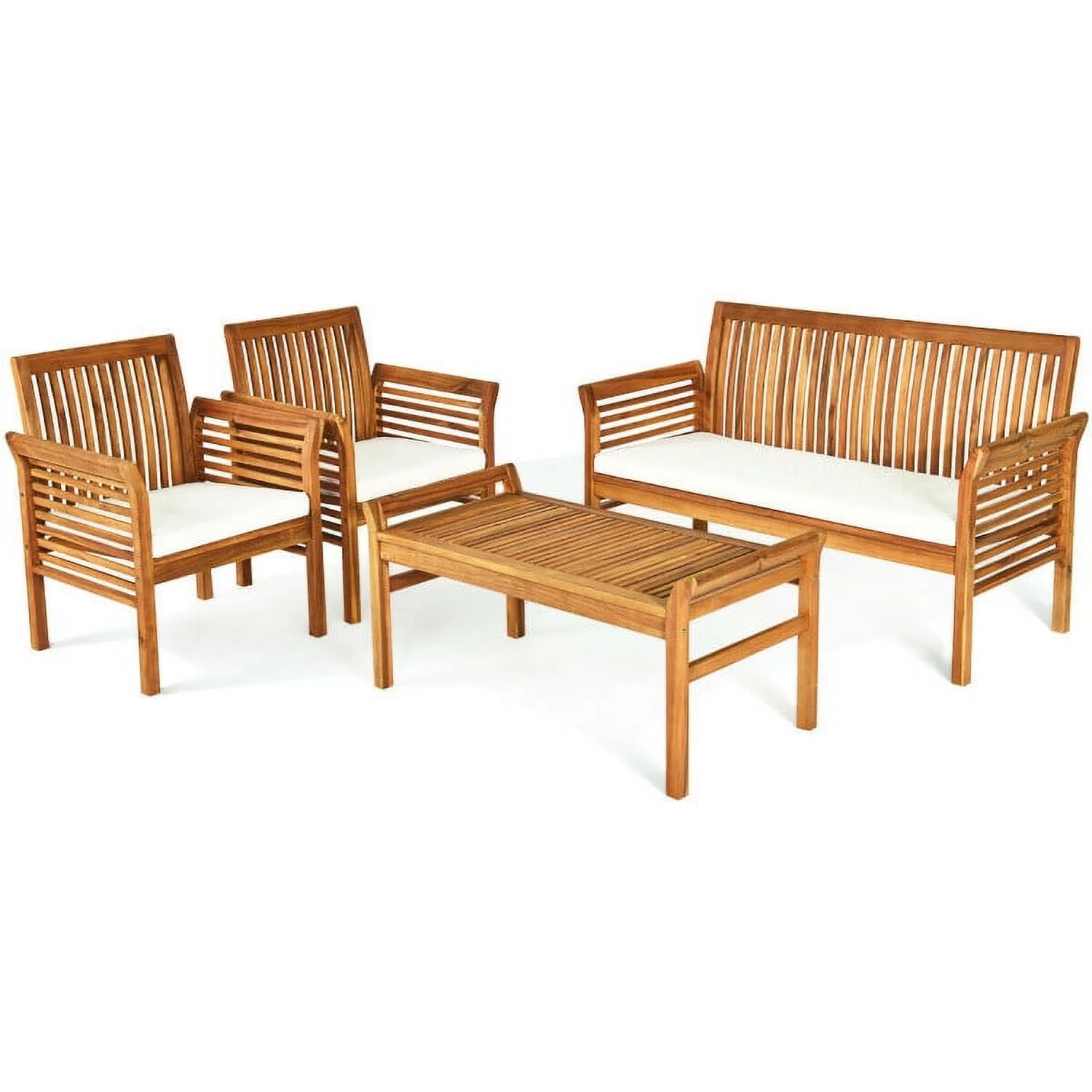 Acacia Wood Outdoor Sofa Set - 4 Pieces - 44.1 - Transform your outdoor space with style and comfort!
