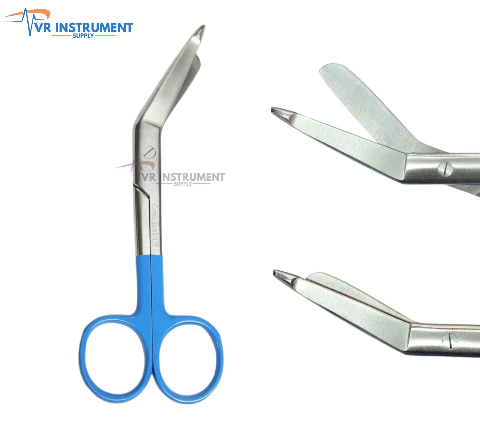 VR Instrument Supply Lister Bandage Scissors 5.5-Inch Stainless Steel Shears-Titanium Finish Cut Through Bandages, Dressing, Tape, Gauze, Clothing Blue Handle