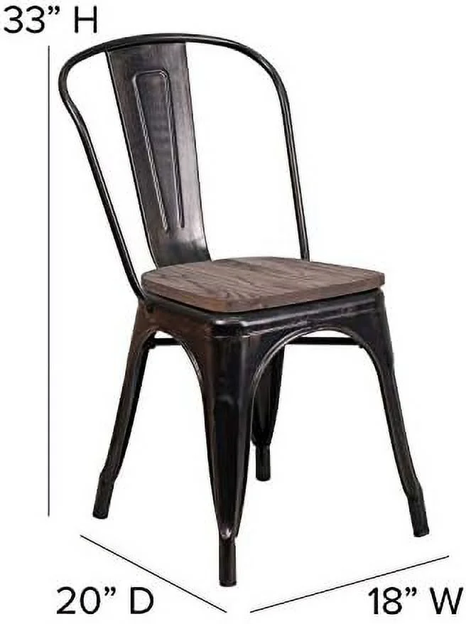 YPDCHB White Metal Stackable Chair with Wood Seat