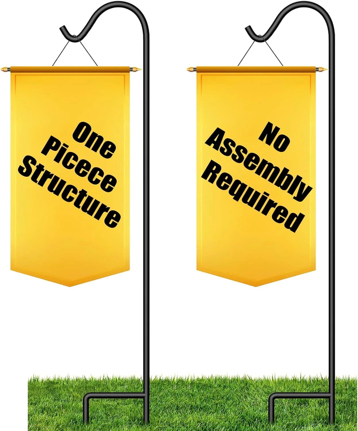 2 Pack Solid Shepherds Hooks 65 inch One Piece Structure No Assembly Required Shepards Hooks Heavy Duty for Outdoor Garden Plants Lanterns Bird Feeders 1/2in Thick Metal ShepherdHook51