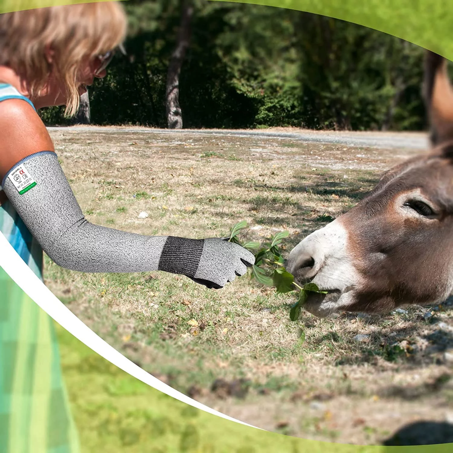 EvridWear Long Gardening Gloves Cut Resistant Sleeves with Anti-slip Nitrile Coated Palm for Gardening and Landscaping