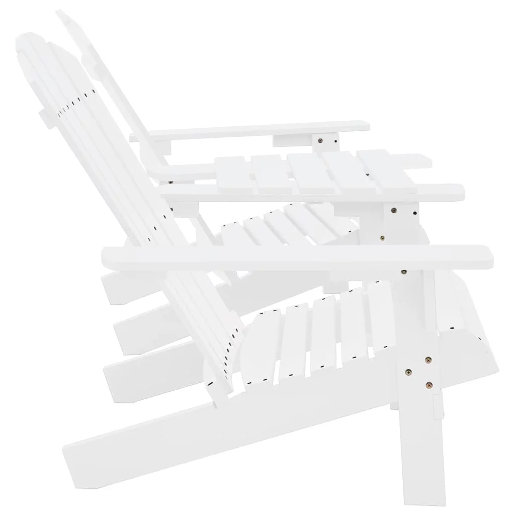 Walmeck Patio Adirondack Chairs with Tea Table Solid Wood Fir White