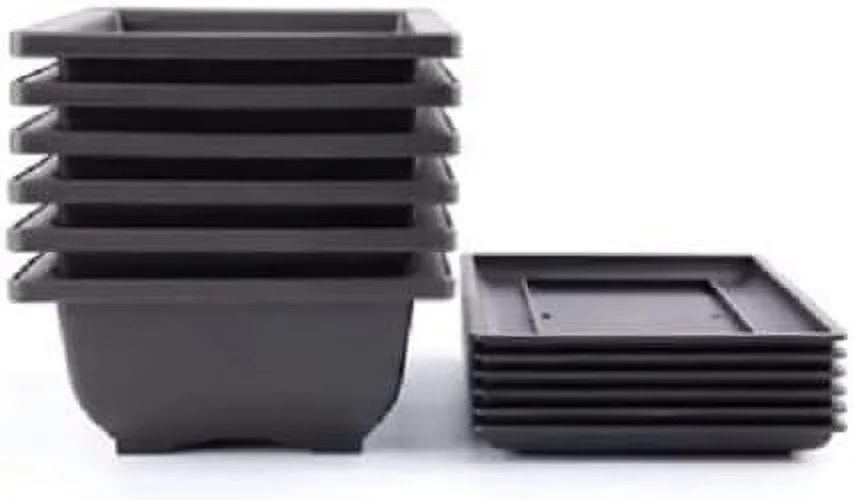 6 Inch Bonsai Pots And Drip Trays - Starter Bonsai Pots, Small Bonsai Pots (12 Pots)