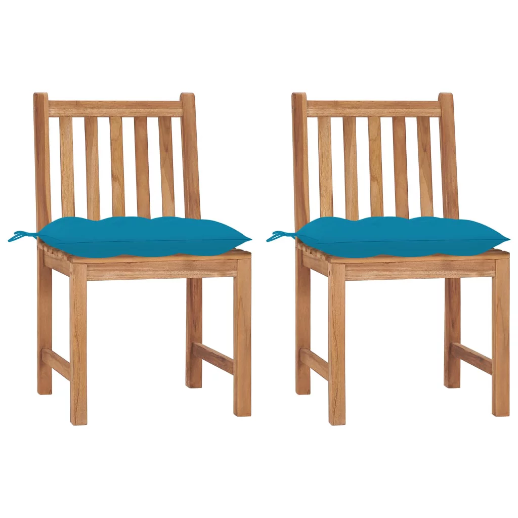 Tomshoo Patio Chairs 2 pcs with Cushions Solid Teak Wood