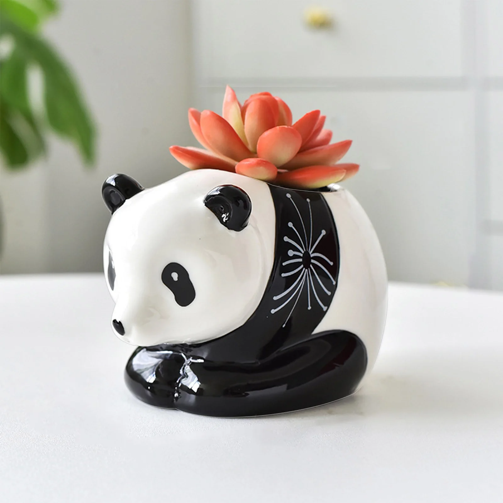 Ceramic Flowerpot Fleshy Potted Panda Flowerpot Cartoon Fleshy Creative Gardening Animal Flowerpot 1pcs round Flower Outdoor Solar Flower Outdoor Faux Moss for Potted Pumpkin Pot for Soup