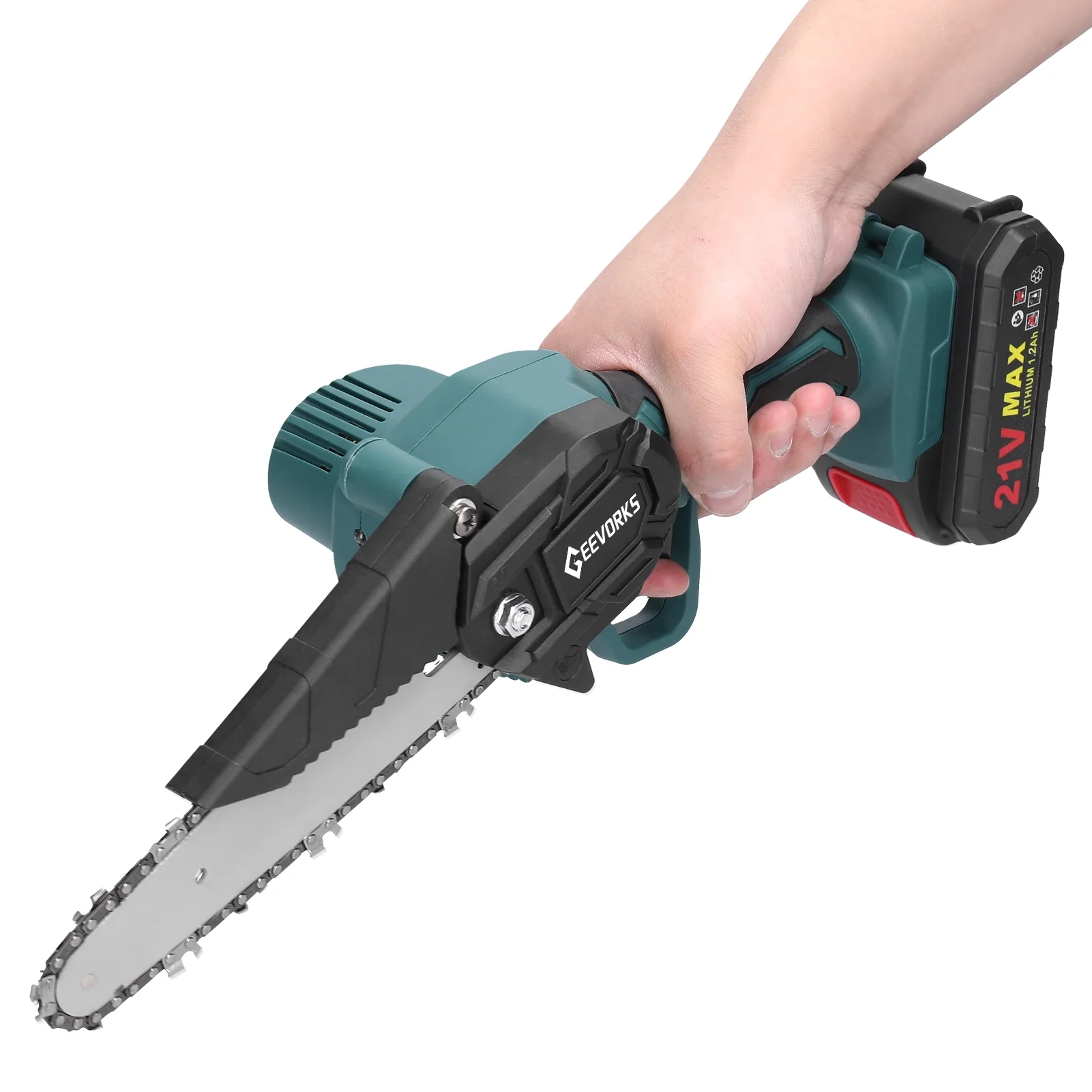 Geevorks Electric chain saw,21V One-handed Tool Branch Small Wood Chainsaw Wood Chainsaw One-handed Portable Saws Branch Clip Saws Small Wood handed Chainsaw Branch Saws One handed