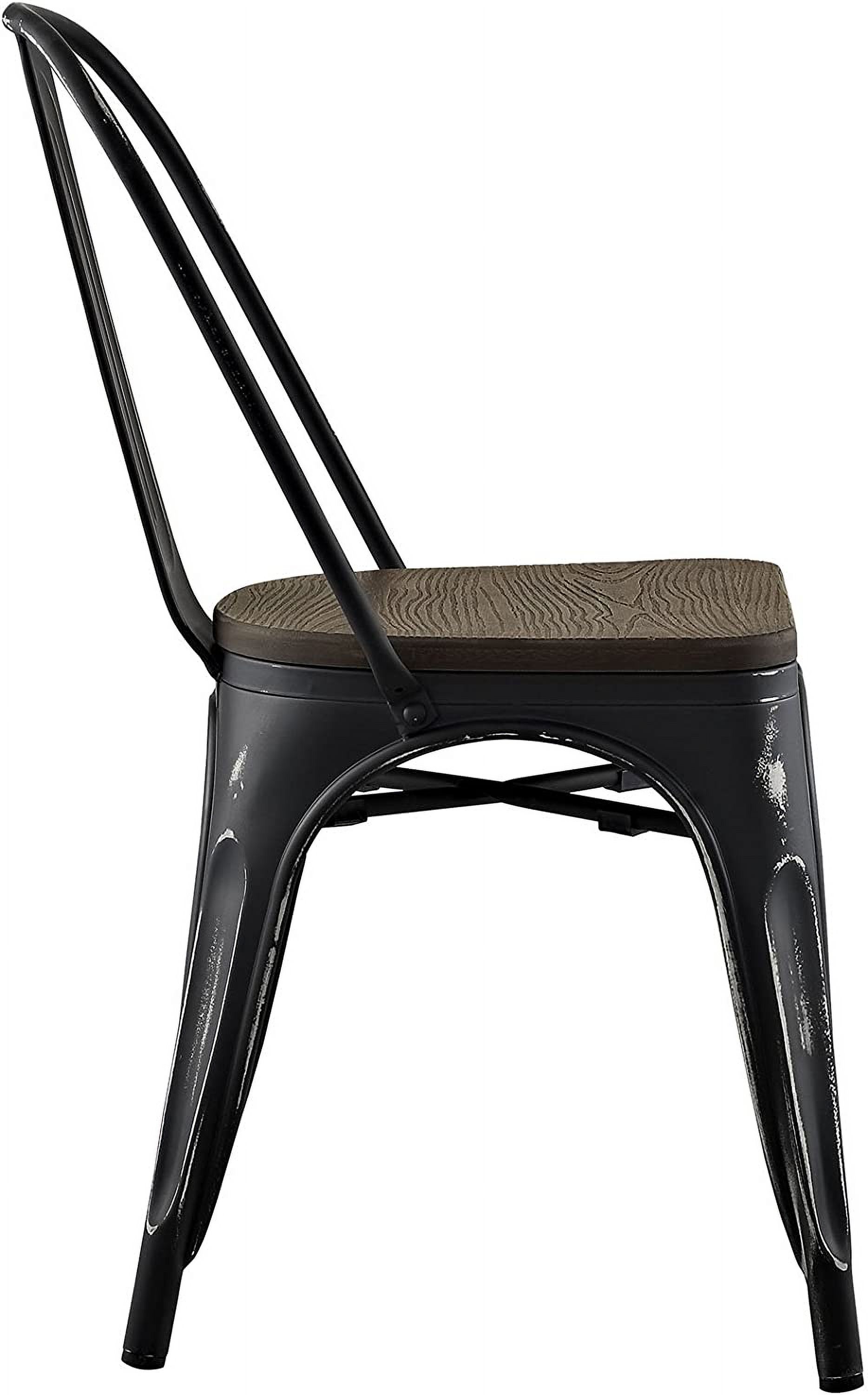 SQYUHGF Promenade Industrial Modern Steel Side  Seat in Black  One Dining Chair