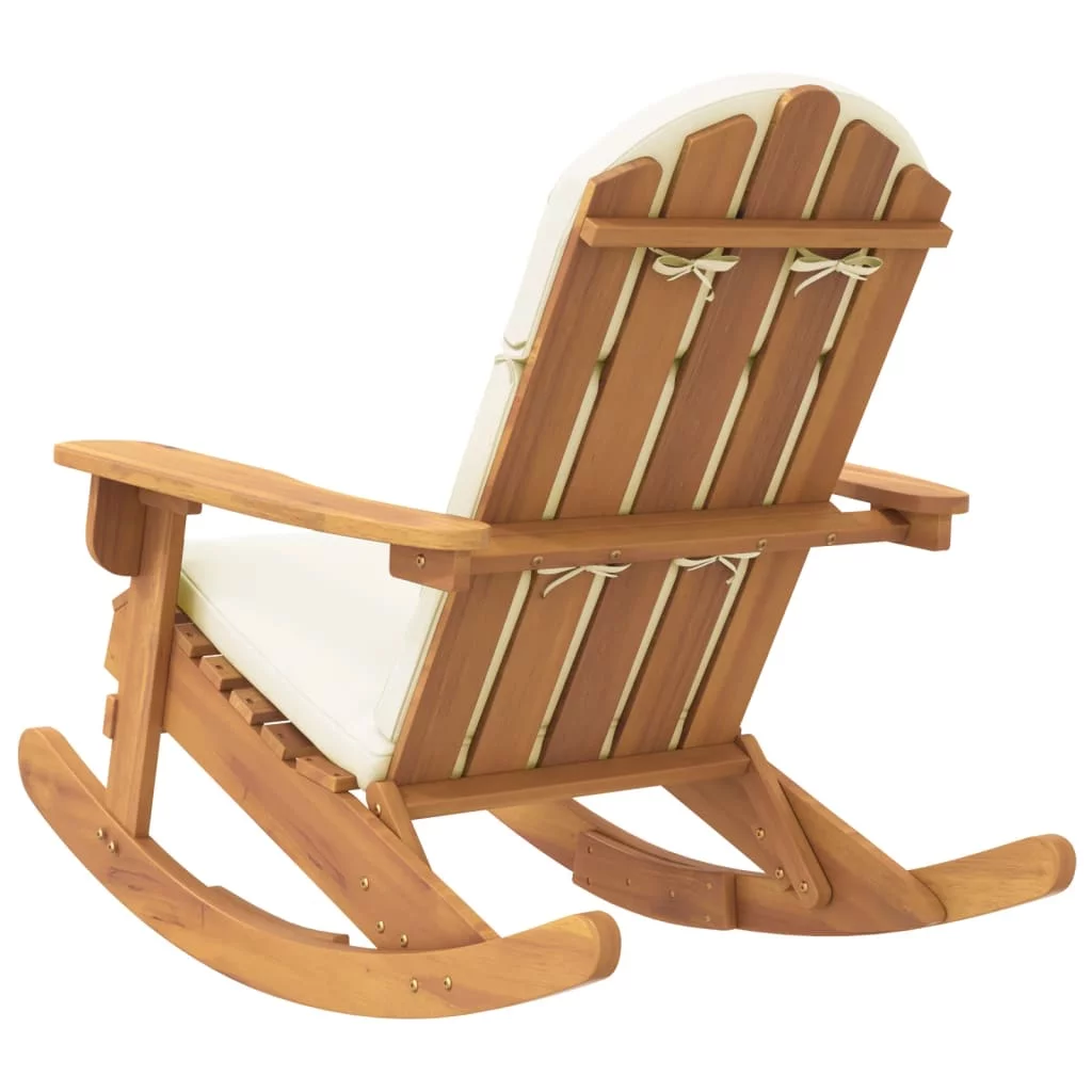 Dcenta Adirondack Rocking Chair with Cushions Solid Wood Acacia
