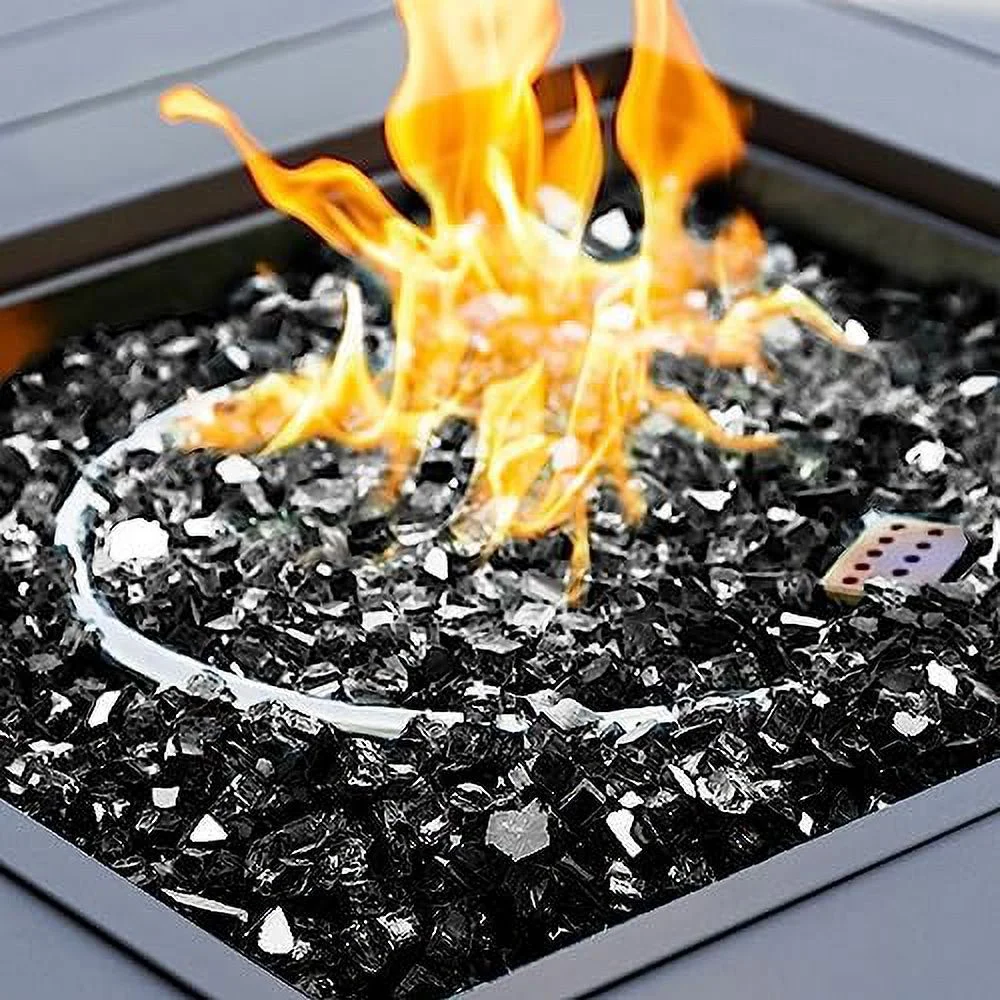 High Luster Reflective 10-Pound Fire Glass For  Fireplace Landscaping, 1/2-Inch Onyx Black
