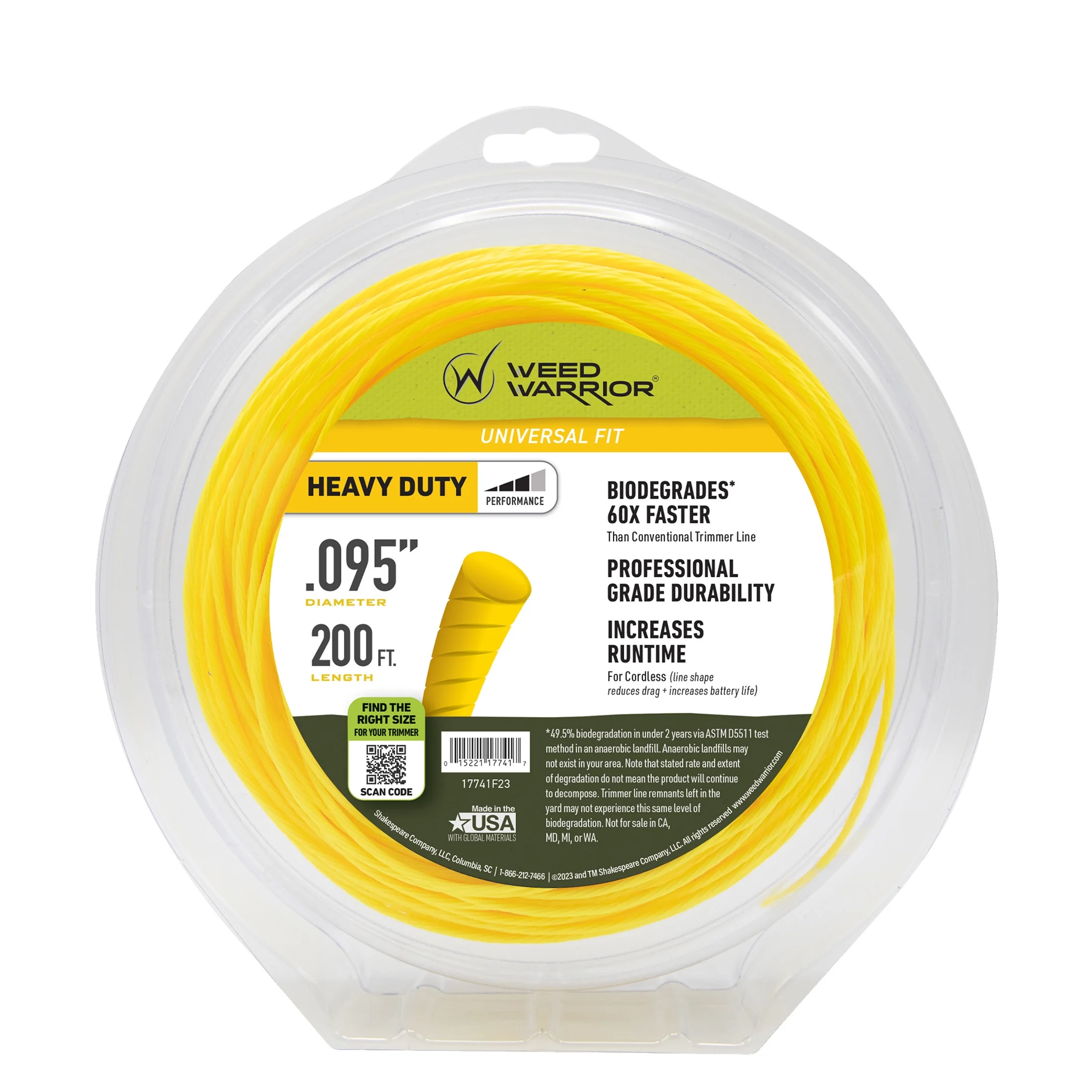 Weed Warrior .095 in. x 200 ft. Heavy Duty Biodegradable Trimmer Line