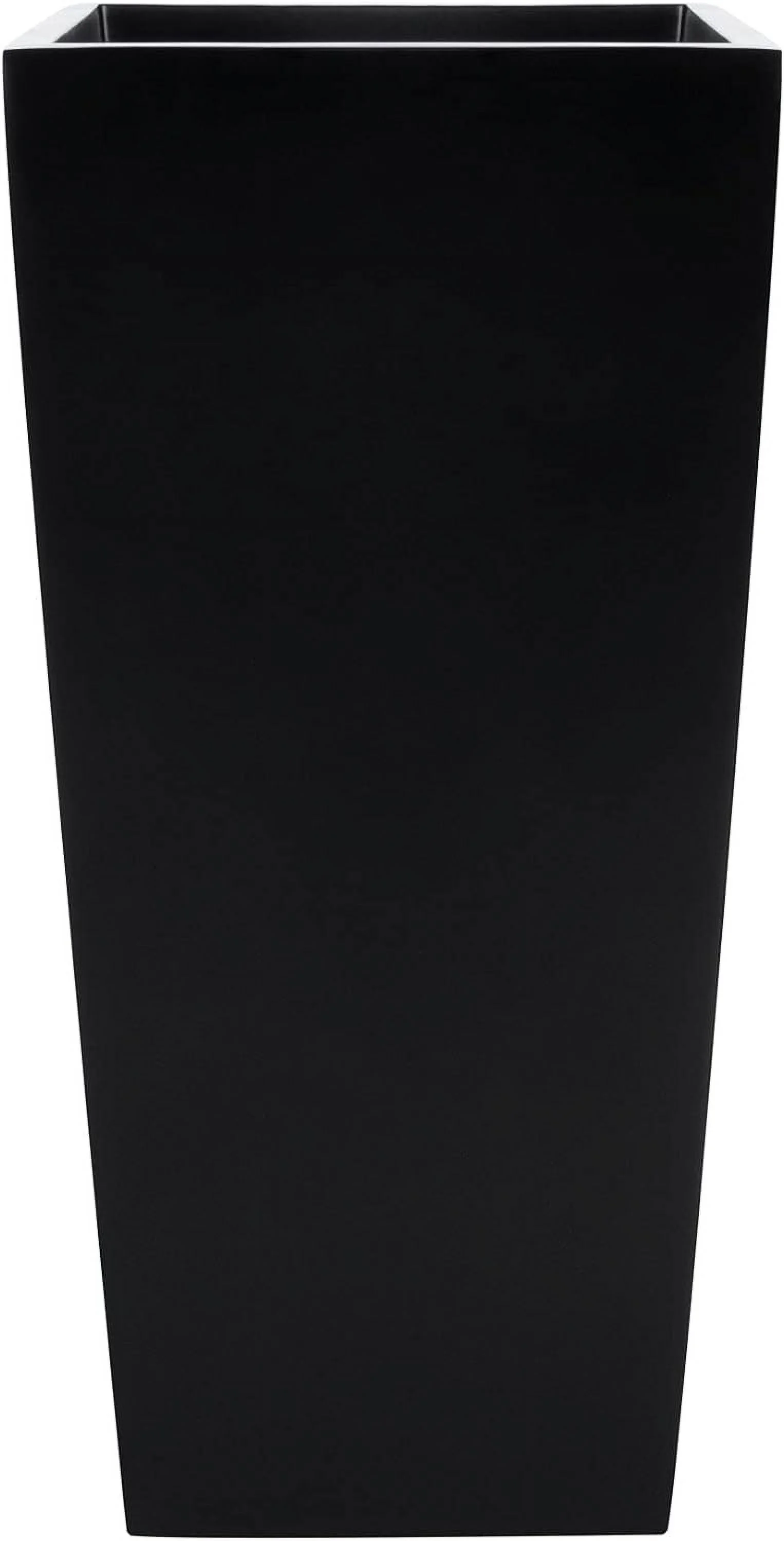 Windsor Tall Square Fiberglass Planter, Black, 15 Inch