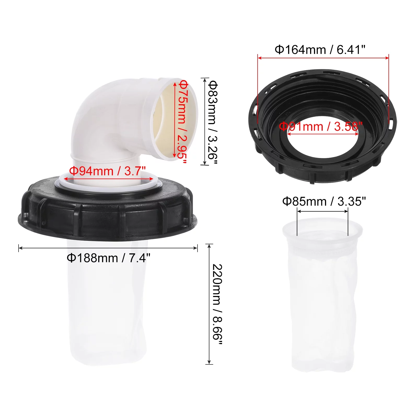 163mm IBC Lid Filter Cover 90 Degree Rainwater Tank IBC Tote Cover with Washable Nylon Filter