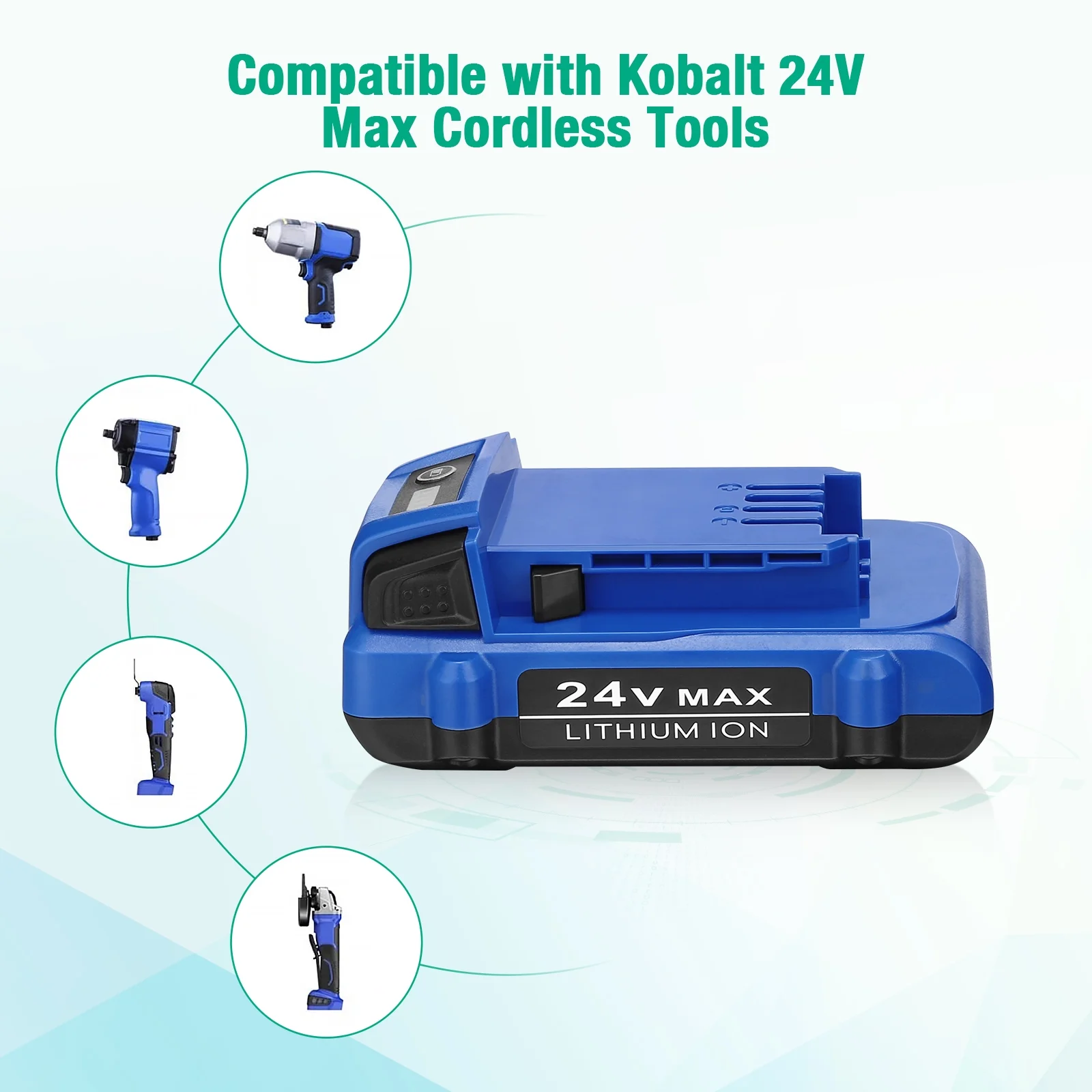 2-Pack 24V 3.0Ah Lithium-Ion Battery for Kobalt 24V Max KB624-03 KB524-03 KB424-03 Tool