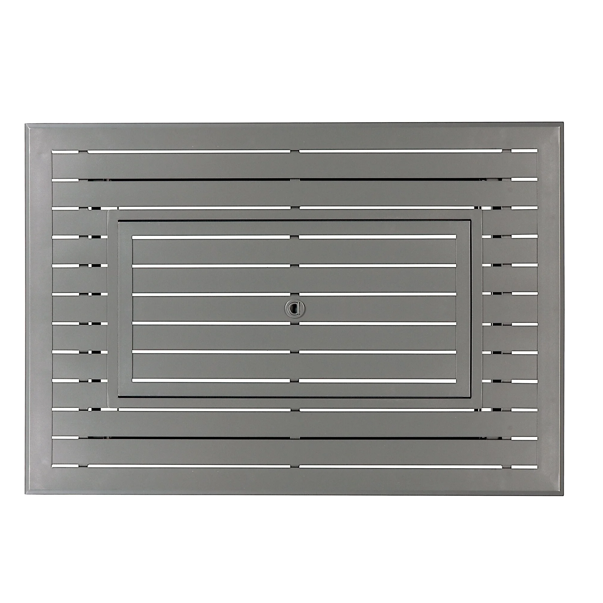 Rectangular 46 in. x 31 in. Aluminum Propane Fire Pit Table, Glass Beads, Two Covers, Lid, 57,000 BTUs - N/A Grey