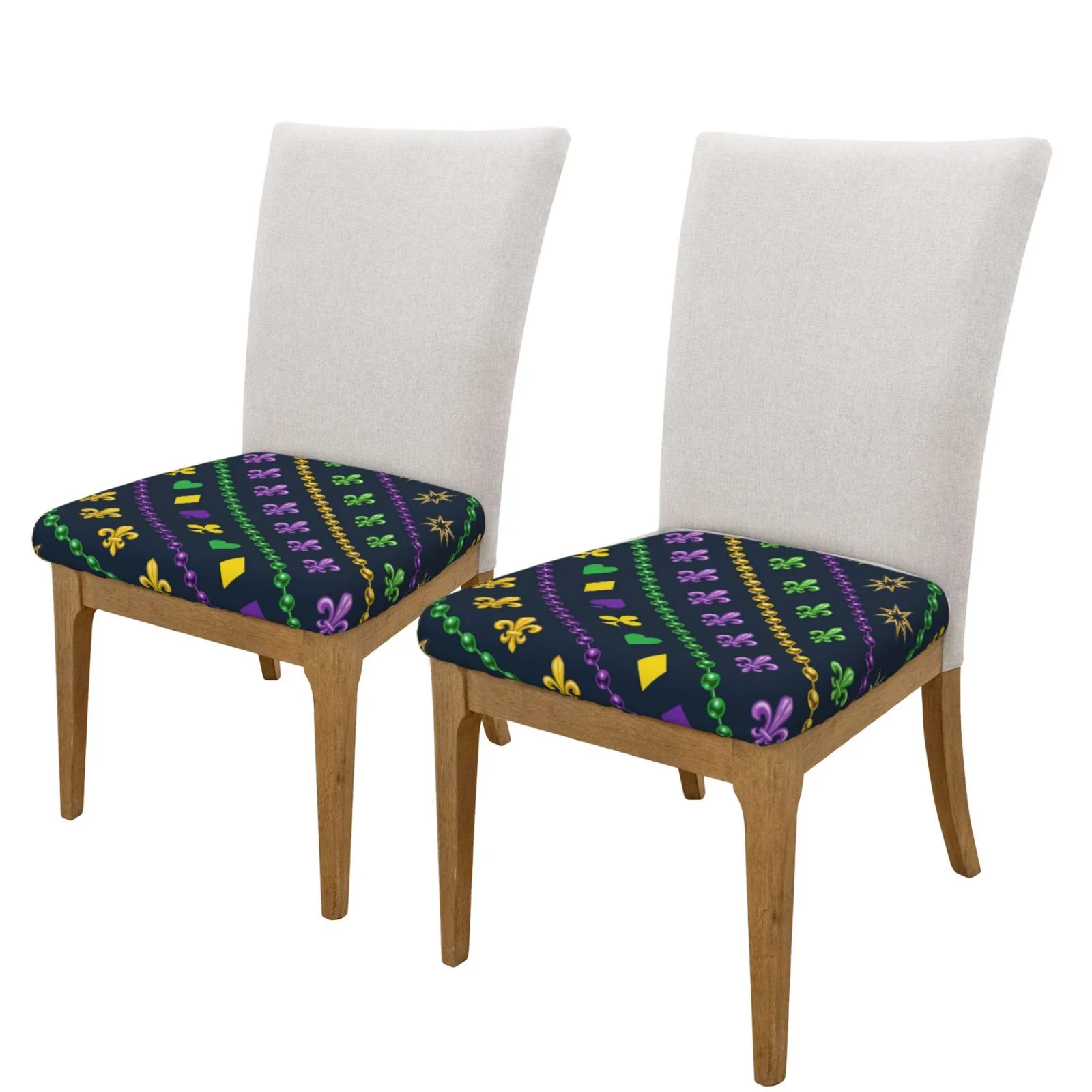 Fotbe Mardi Gras Strings Of Beads Square Cushion Cover,Soft Removable Washable Seat Covers For Dining Chairs