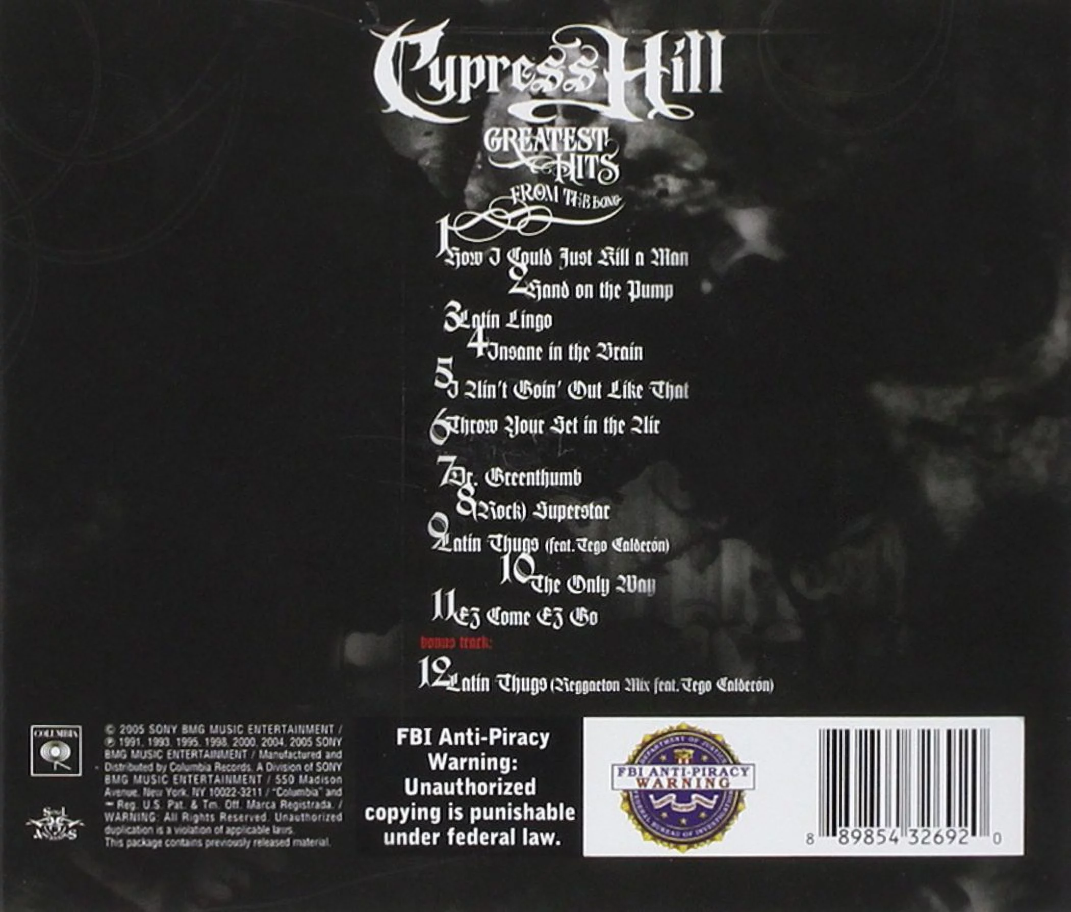 Cypress Hill - Greatest Hits From The Bong - Rap / Hip-Hop - CD