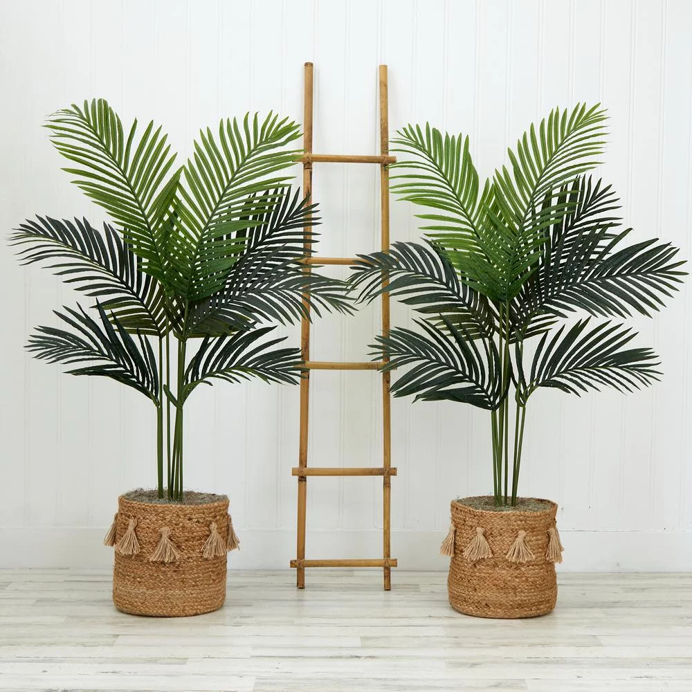 Nearly Natural 4ft. Artificial Paradise Palm Tree with Handmade Jute & Cotton Basket with Tassels DIY KIT