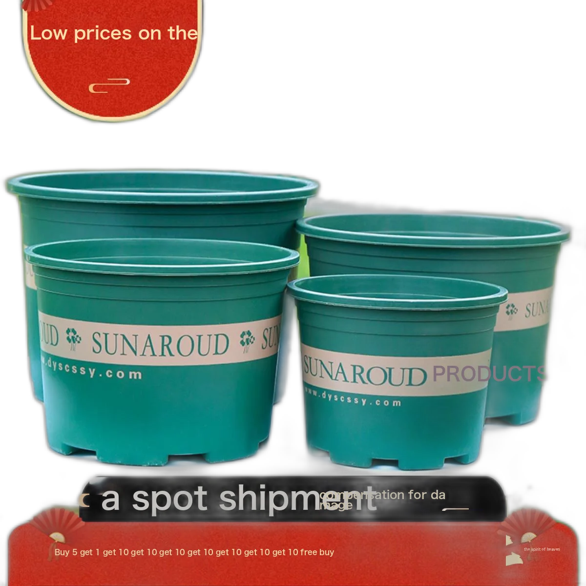 New Gallon Pot Plant Plastic Flower Pot Balcony Balcony Rose Green Dill Round Resin Flower Pot High 1 Gallon [Buy 5 Get 1 Free] Diameter 15.5Cm Real Hair 6 Pots Green (With Tray)-Plastic