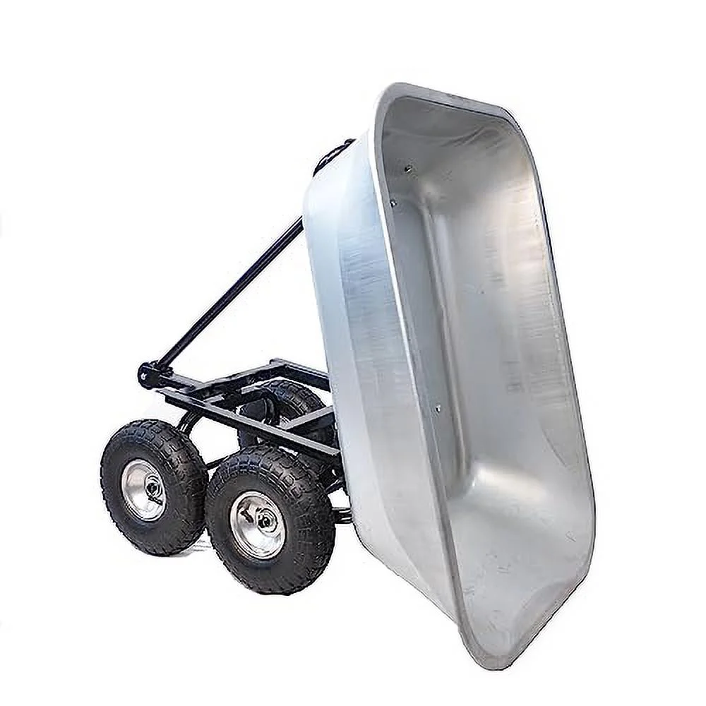 Garden Carts Four Wheels Pneumatic Tires Wheelbarrows Garden Dump Cart Folding Dolly with Steel Frame Patio Lawn Beach Gardening Care Yard Carts