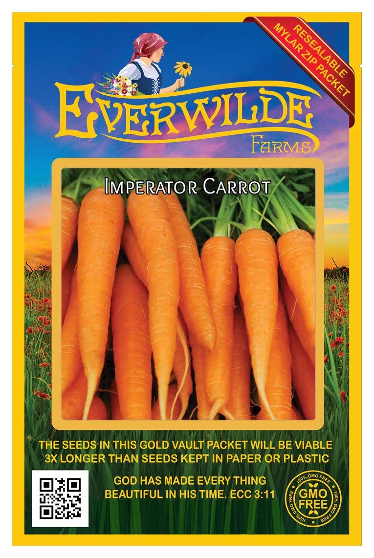 Everwilde Farms - 2000 Imperator 58 Carrot Seeds - Gold Vault Jumbo Bulk Seed Packet