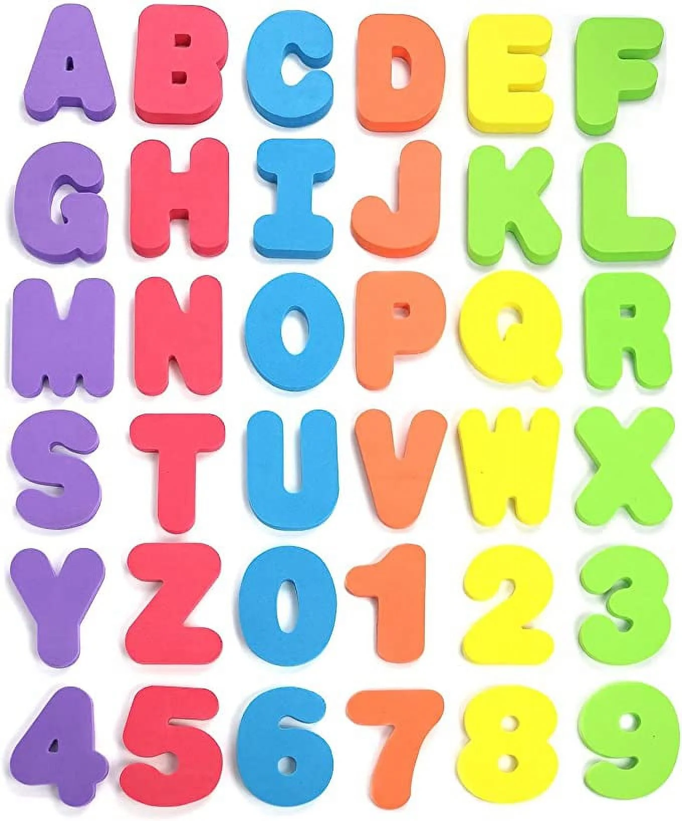 Click N’ Play 36 Piece Play Set of Bath Foam Letters & Numbers with Mesh Bag Organizer, Non Toxic & BPA Free, Colorful, Educational & Fun ABC Foam Bath & Shower Toys for Baby & Toddlers