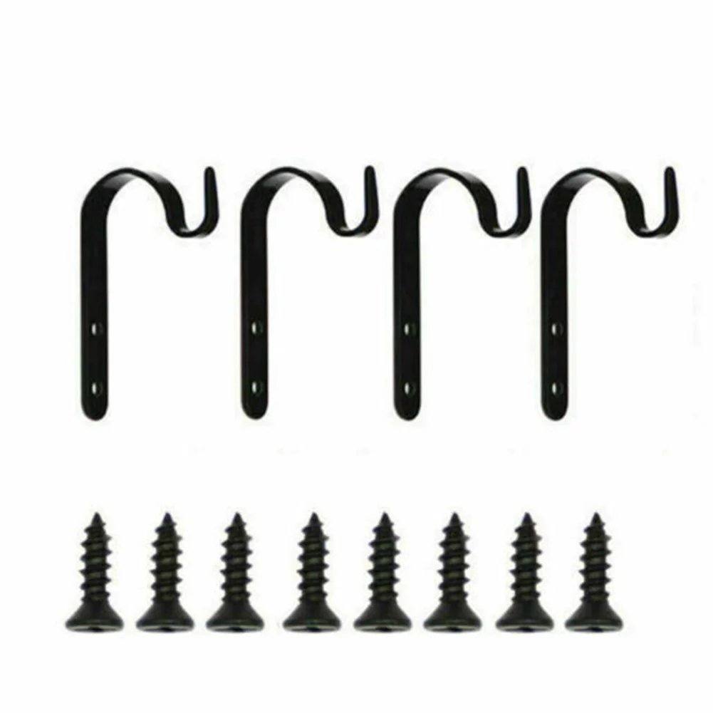 4/8 x Metal Hanging Basket Brackets Outdoor Garden Plant Hanger Hook Wall Decor