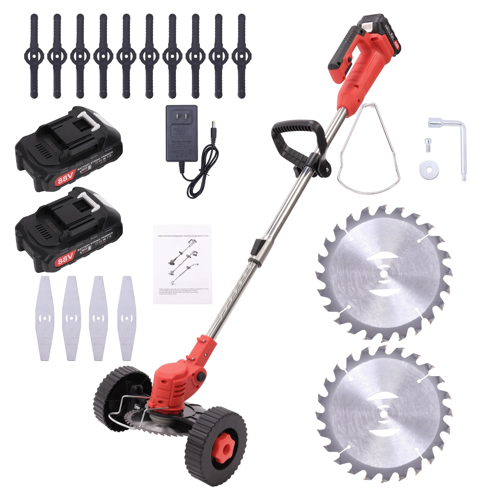 3 Kinds of Adjustable Blades 24V Electric Cordless Garden Trimmer with Battery and Charger