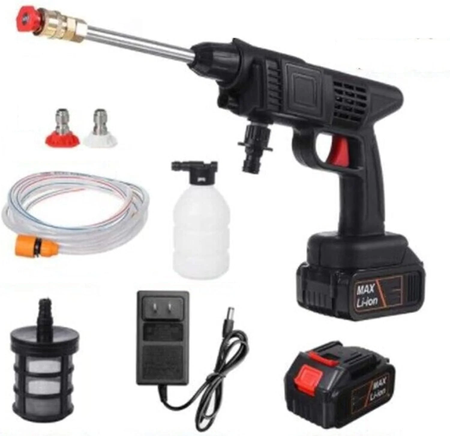 1500W Electric High Pressure Washer Cordless Rechargeable Car Wash Gun Foam Machine with Rechargeable Battery for Cars, Gardens, and Household Use