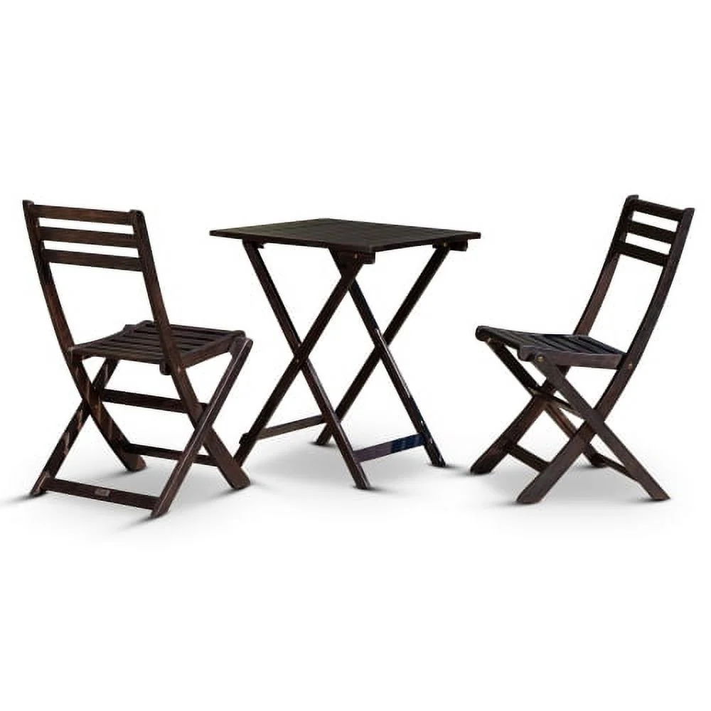 Buumin 3-Piece Eucalyptus Bistro Set, Square, Espresso