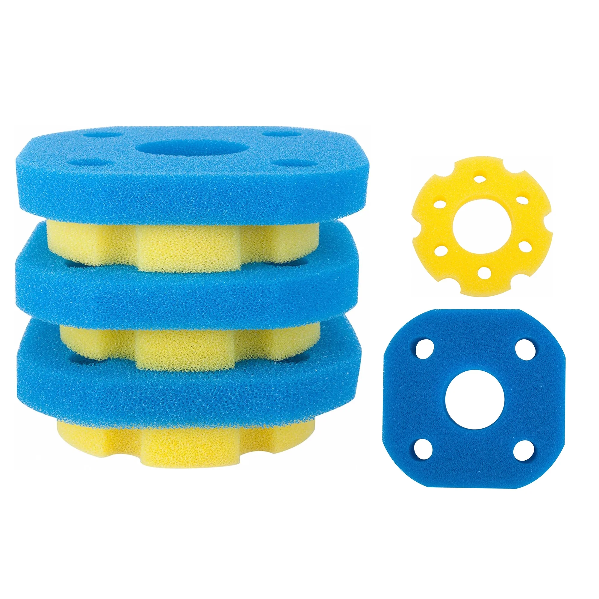Qzbhct 6 Pack Pond Filter Pads,Coarse and Fine Sponge for Pressure Pond Filter Foam Koi Fish Replacement CPF-250 CPF-180, Blue and Yellow Filters