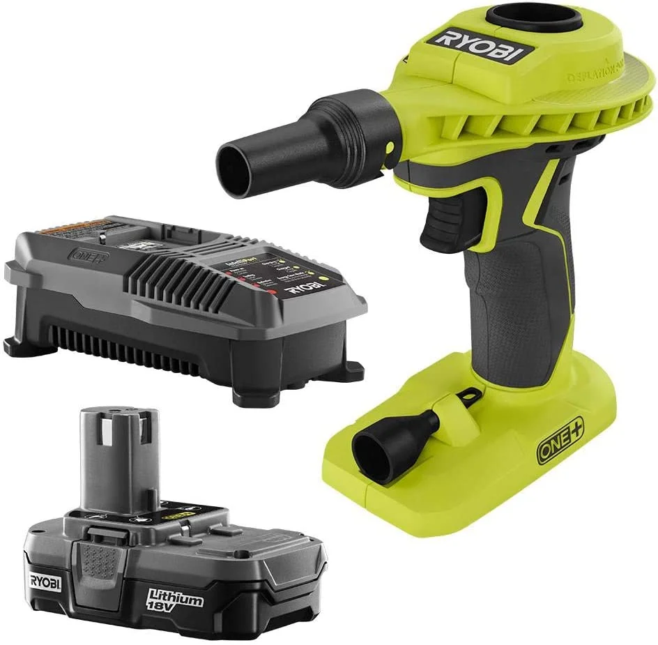 RYOBI 18-Volt ONE+ Lithium-Ion Cordless High Volume Power Inflator P738 Kit with 1.3 Ah Battery and 18-Volt Charger