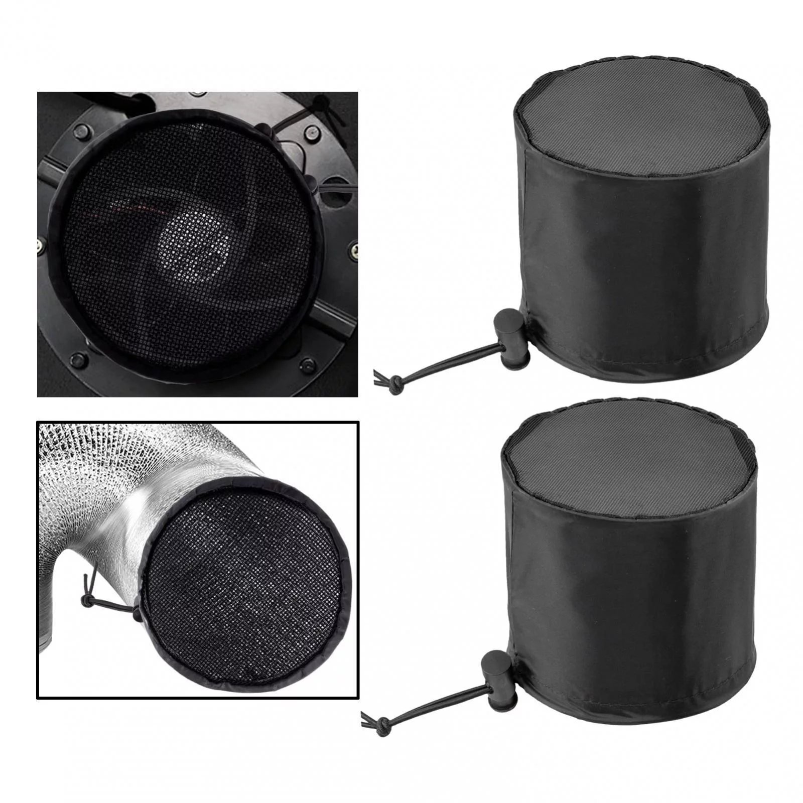 2 Pieces Grow Tents Accessories with Nylon Rope Dustproof Duct Filter er for Plant Growth Indoor Greenhouse Black