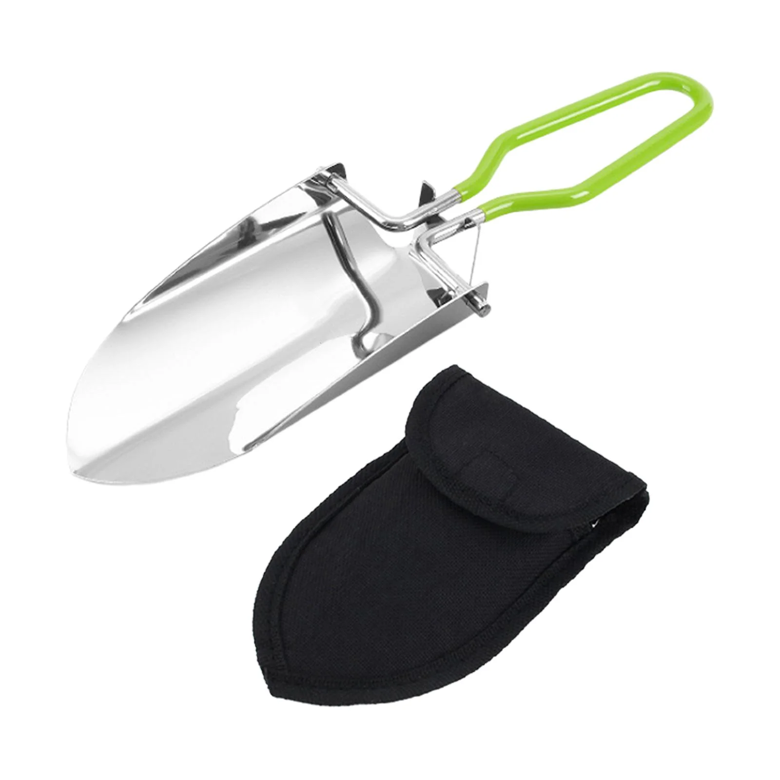 Gazechimp Folding Garden Trowel Cultivator Farm Handy Camping Shovel Small Hand Shovel Green with Bag