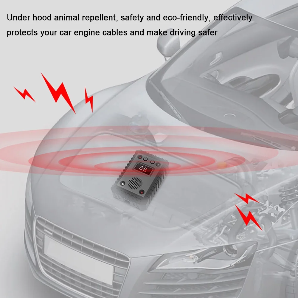 DFITO Car Vehicle Ultrasonic Mouse Repeller, Under Hood Animal Repeller, Mice Repellent(Batteries not included)