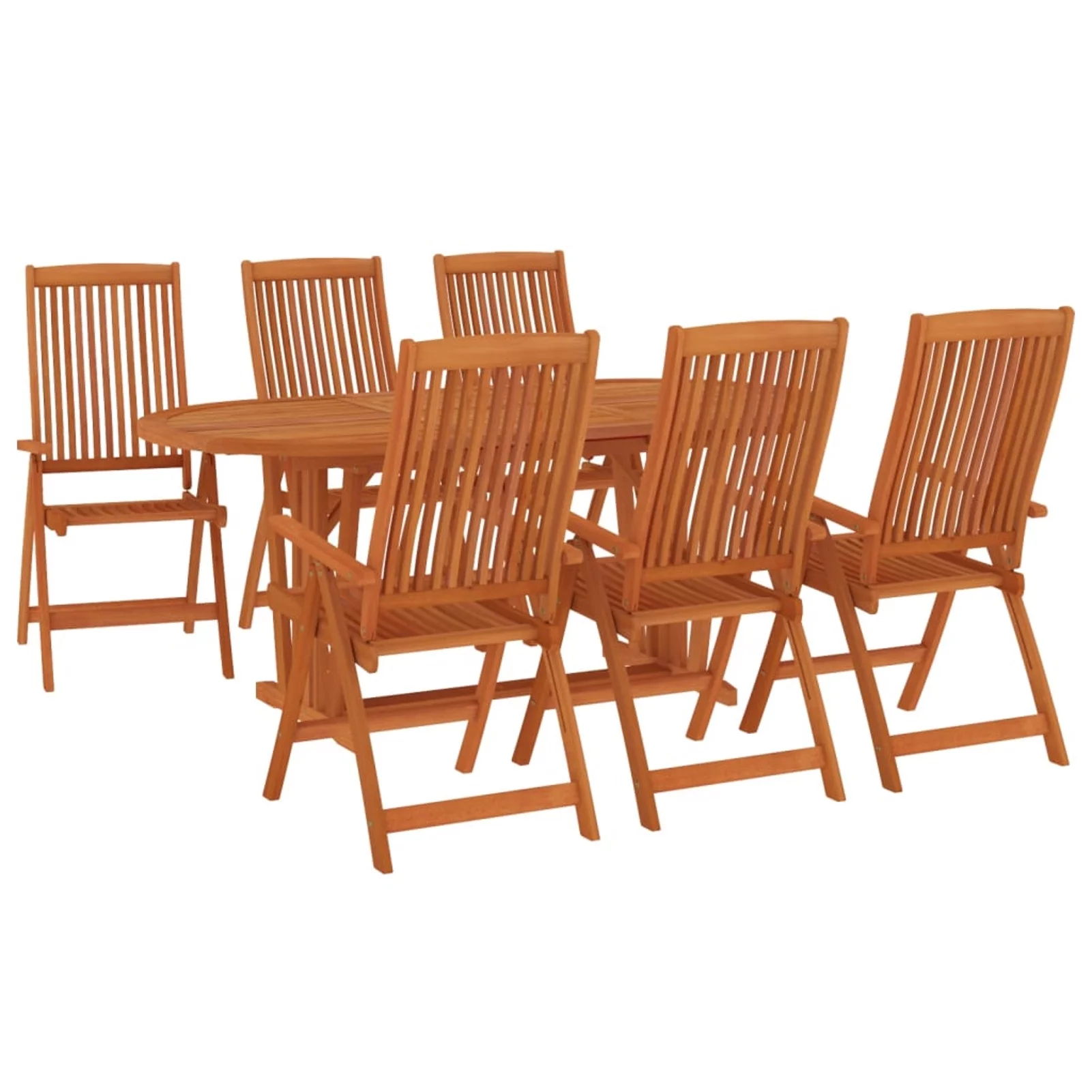 Andoer parcel,Set 7 Piece Set Wood Eucalyptus Table And Chairs Set Patio Conversational SetWith Umbrella ConversationalFurniture Eucalyptus Chairs With Umbrella Rewis Chusui Vidaxl