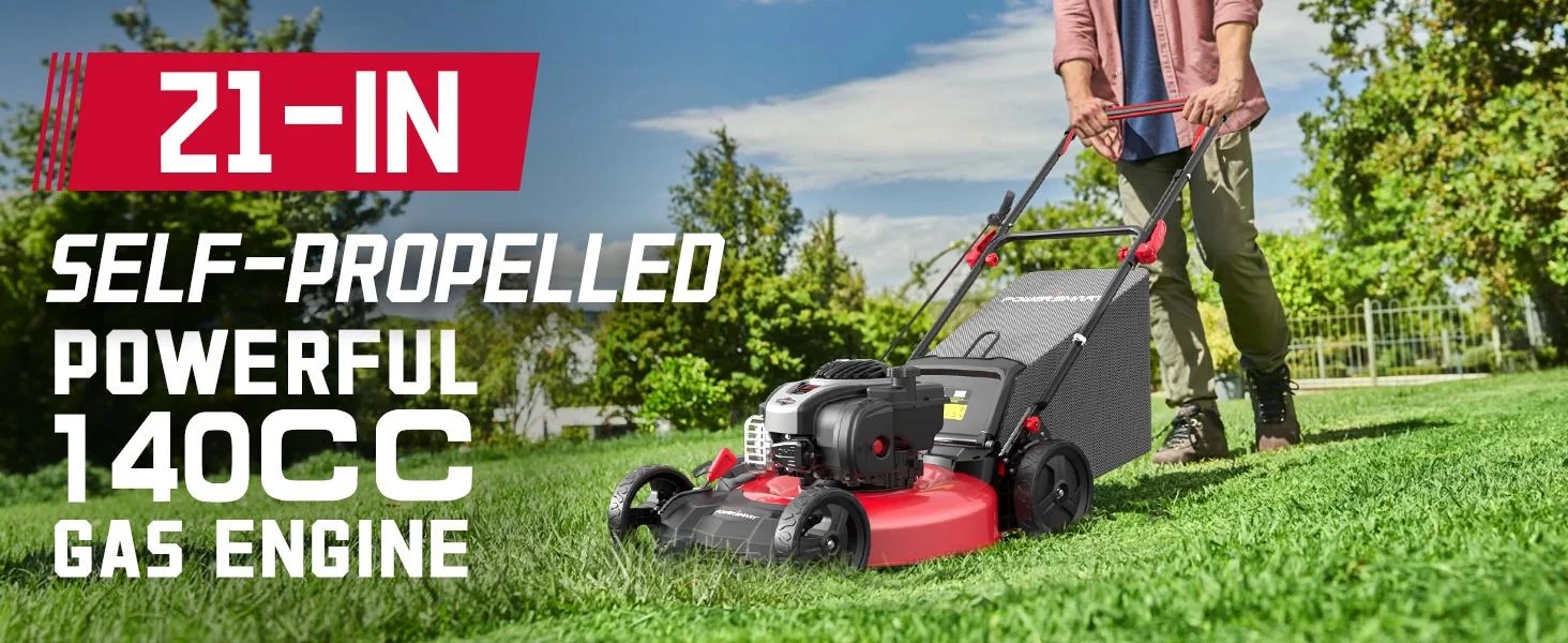 PowerSmart Self-Propelled Gas Powered 22 inches 3-in-1 Lawn Mower with 140cc B&S Engine