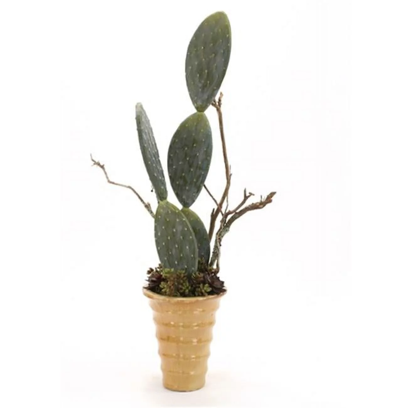Distinctive Designs International   Mixed Faux Succulents With Dragon Wood In Flared Round Planter