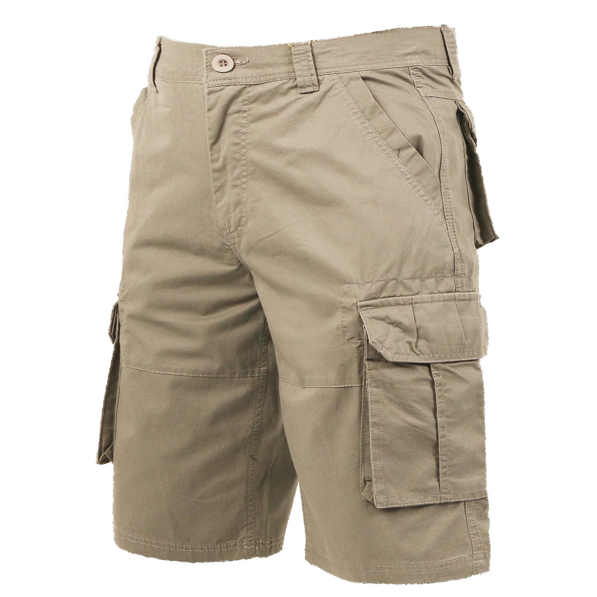 Men's Cargo Shorts Outdoor Multi-Pockets Relaxed Fit Cotton Solid Casual Shorts 02 Khaki 34