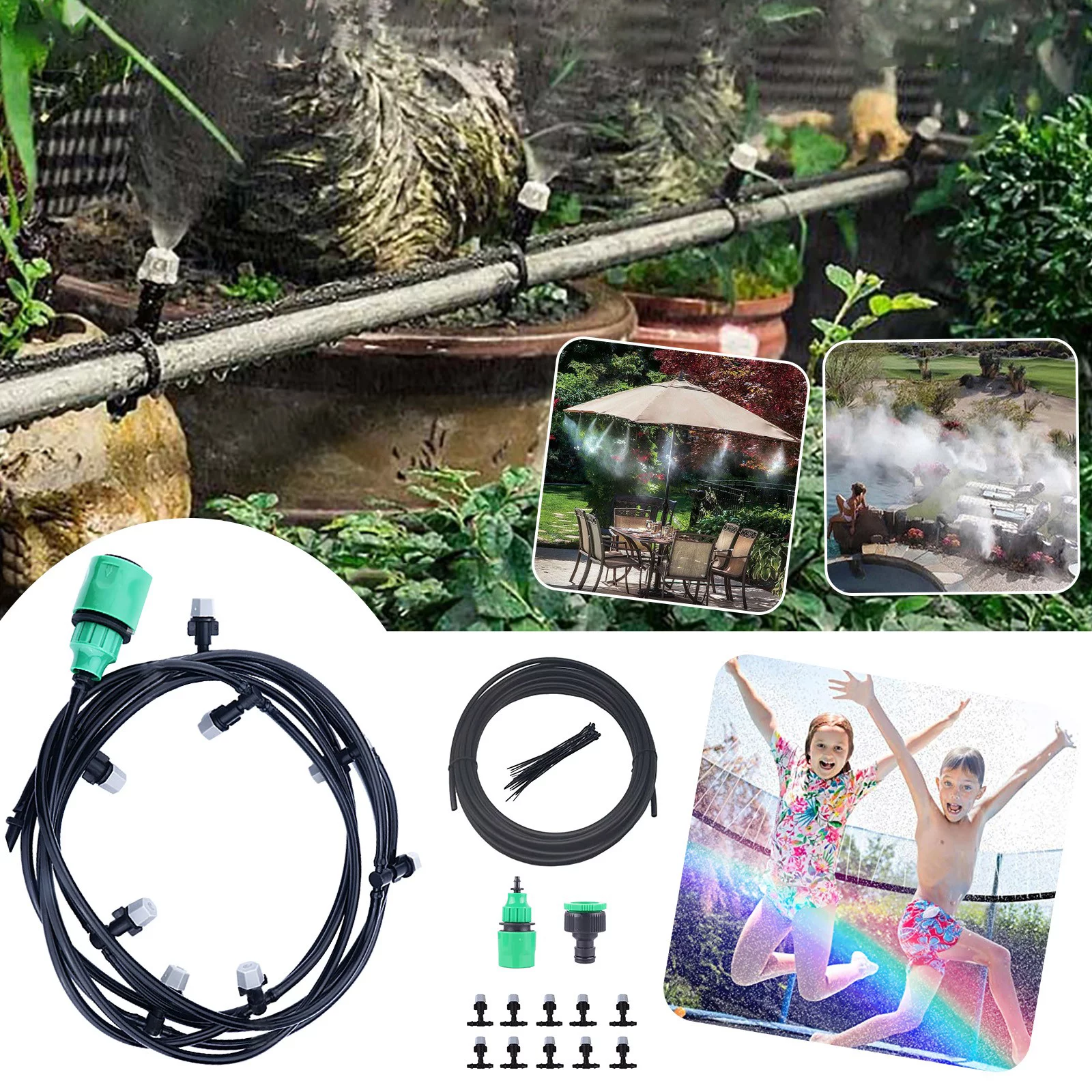 NLLSHGJ Misting Cooling System Outdoor Misting System for Patio Garden Trampoline Greenh