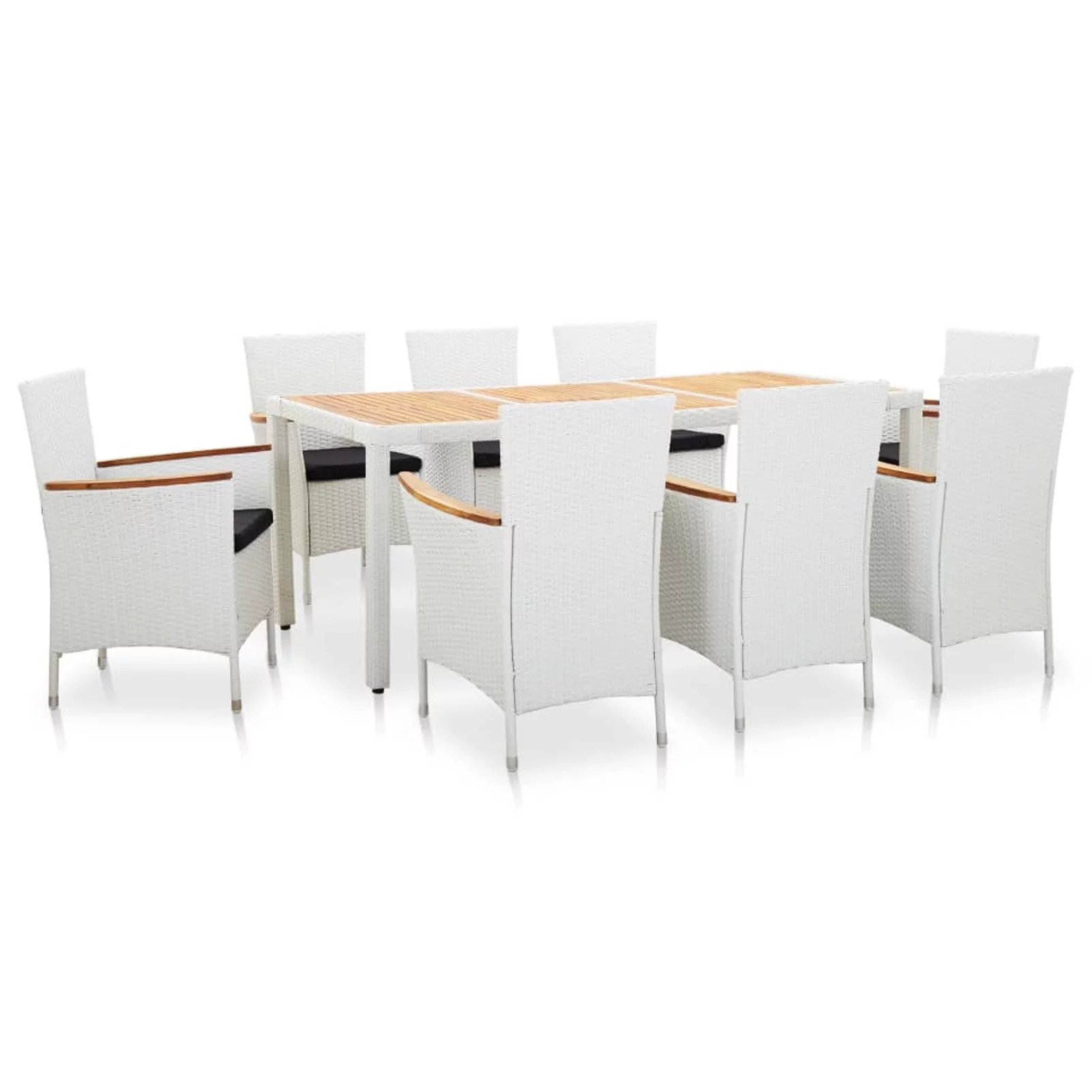 ametoys 9 Piece Patio Dining Set Poly Rattan White