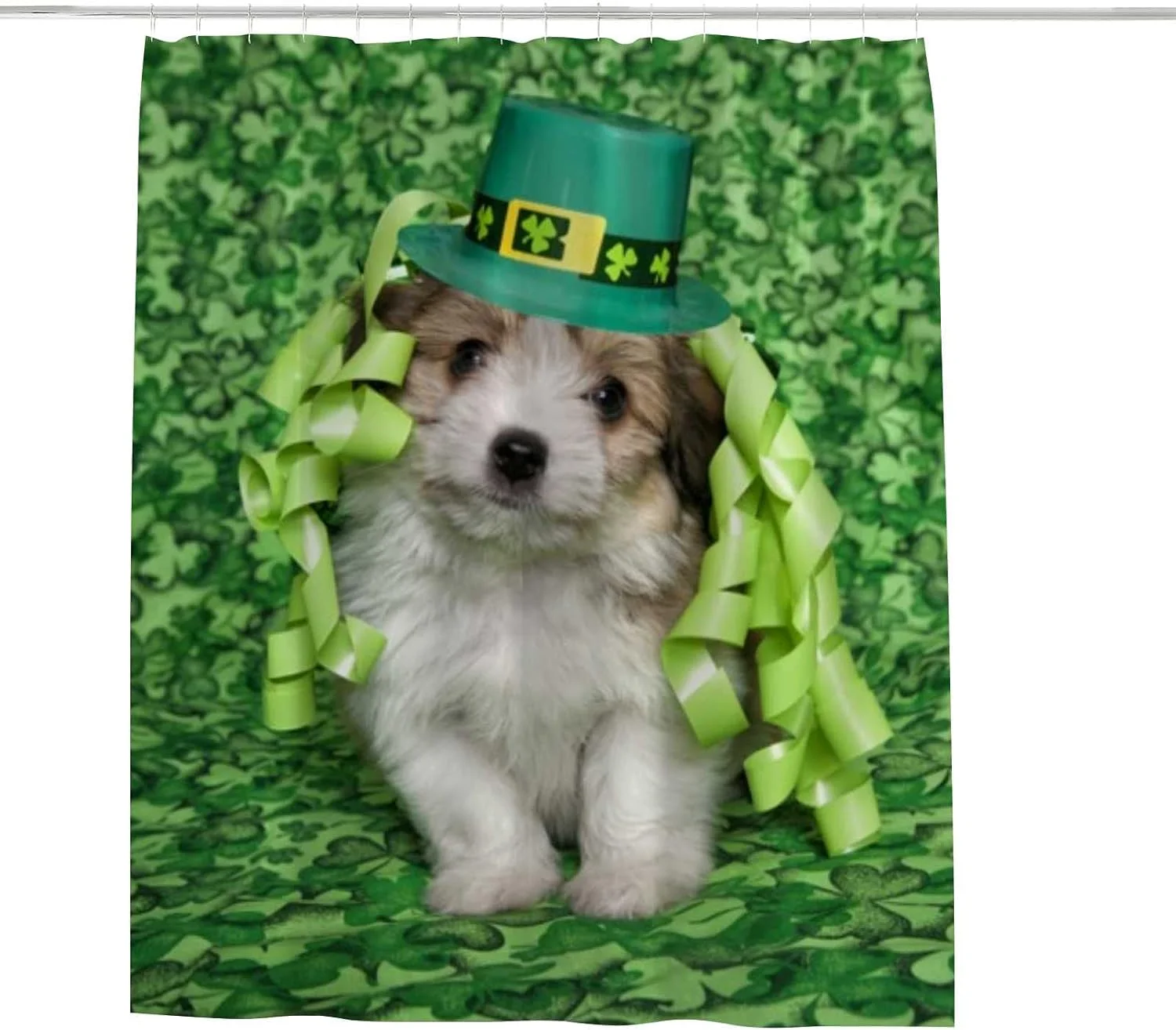 Hyjoy Shower Curtain,Cute Dog for St Patrick Day Bathroom Curtain, Waterproof Fabric Shower Curtain for Bathroom Hotel Decoration, 60x72 inches