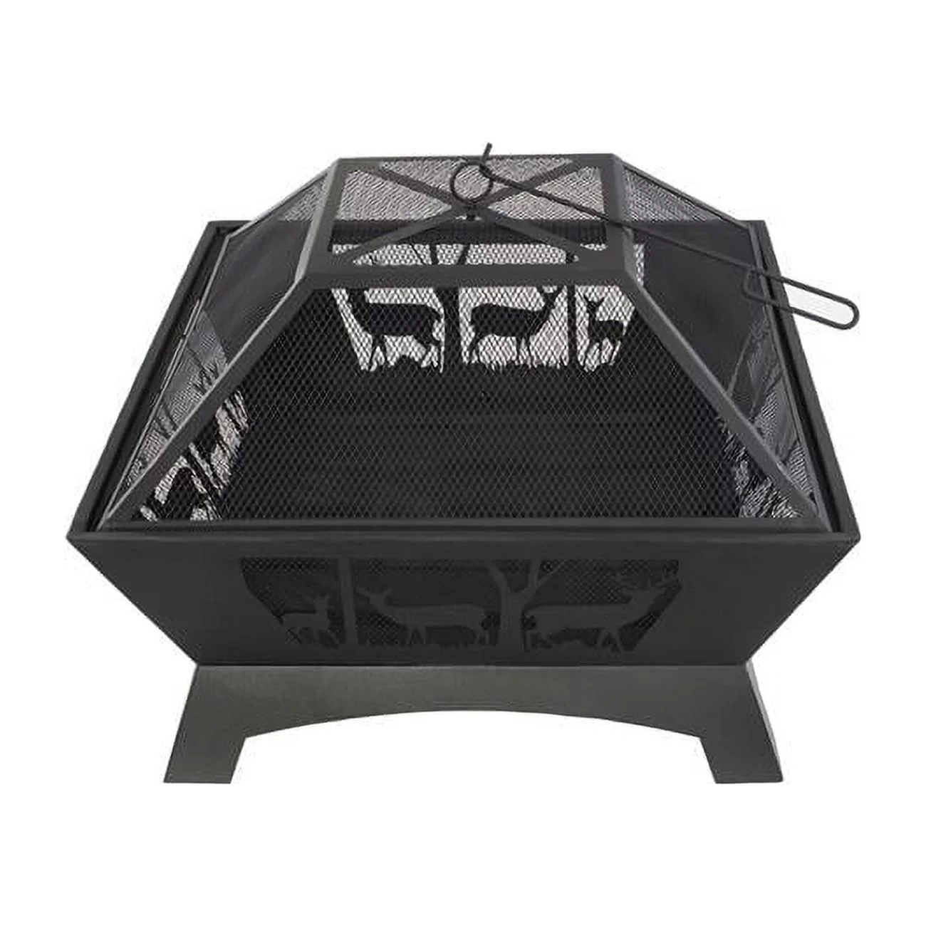 28 in. Square Fire Pit with Mesh Base & Lid