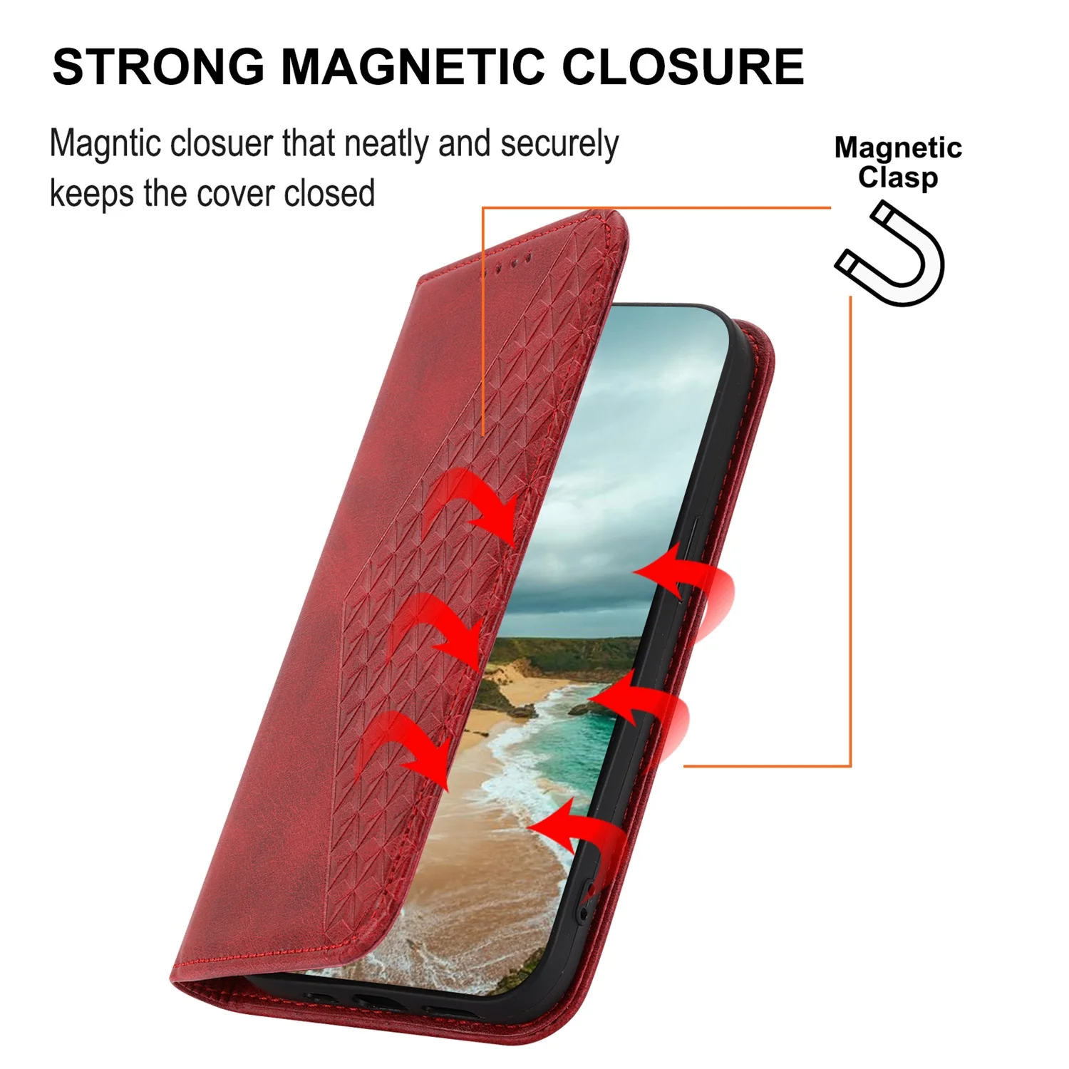 Tarise for Google Pixel 6a Phone Case, PU Leather Shockproof Flip Folding Kickstand Card Holder Pocket Wallet Wrist Strap Handbag Magnetic Closure Slim Case Cover for Google Pixel 6a 6.1 inch, Red