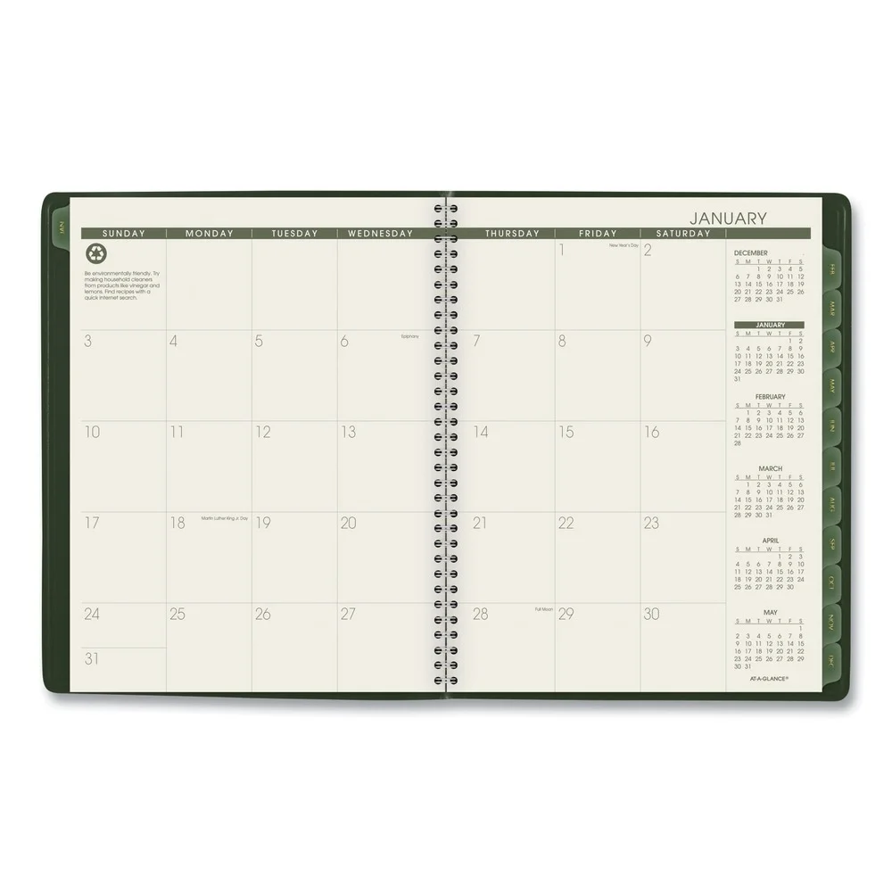 AT-A-GLANCE Recycled 2024 Weekly Monthly Appointment Book Planner Green Large 8