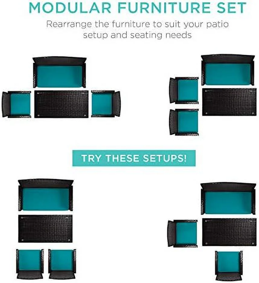 4-Piece Outdoor Wicker Patio Conversation  Set for Backyard  Deck  Poolside w/Coffee Table  Seat Cushions - Gray Wicker/Gray Cushions