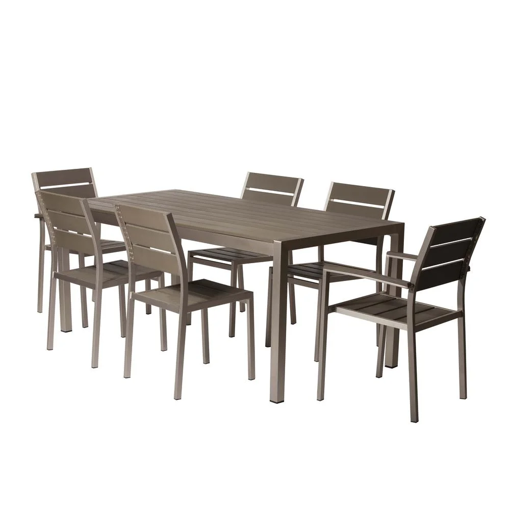 Pangea Home Breeze 7-piece Modern Aluminum Frame Patio Dining Set in Gray
