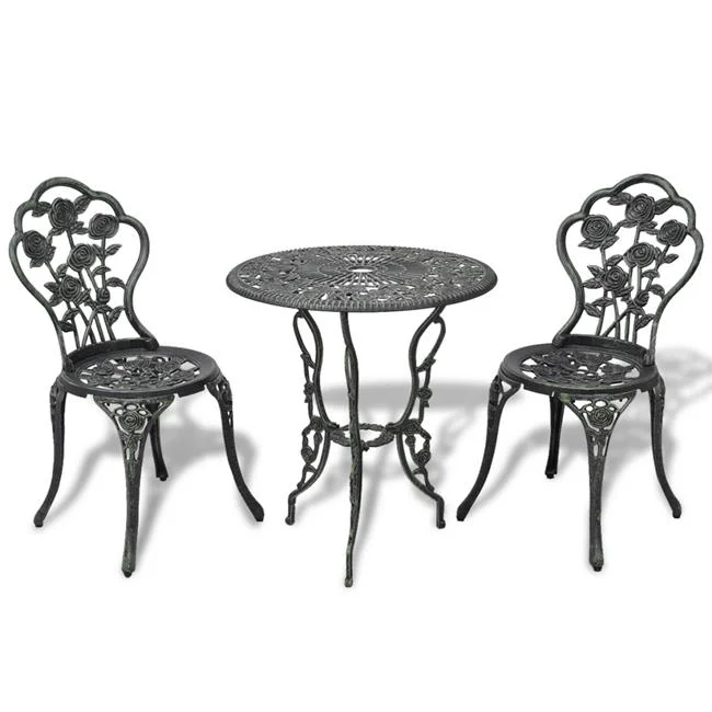 Online Gym Shop  Outdoor Patio Furniture Bistro Set - Antique Rose Design Cast Aluminum, Green