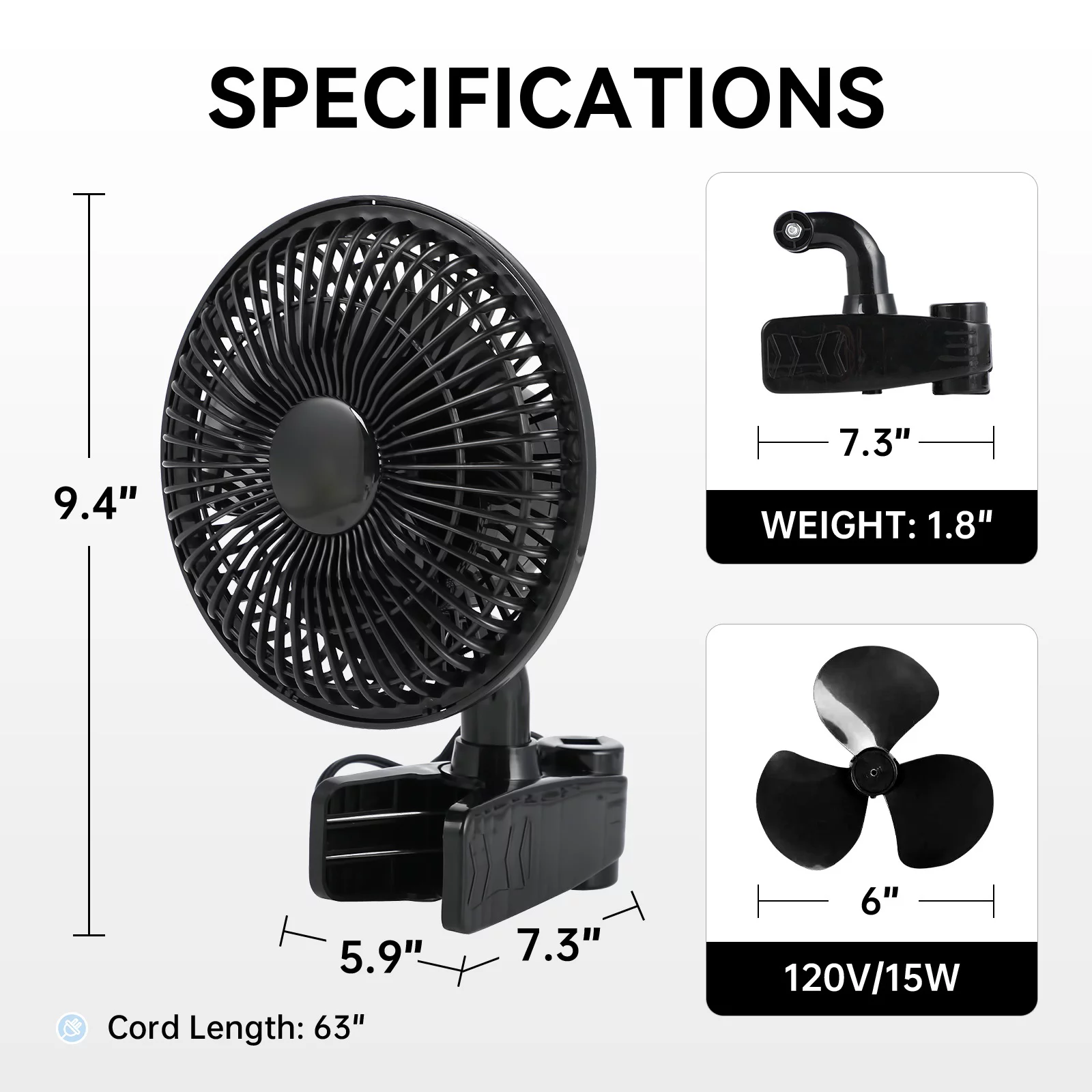 HealSmart Clip Fan - 1.8 - Stay Cool Anywhere