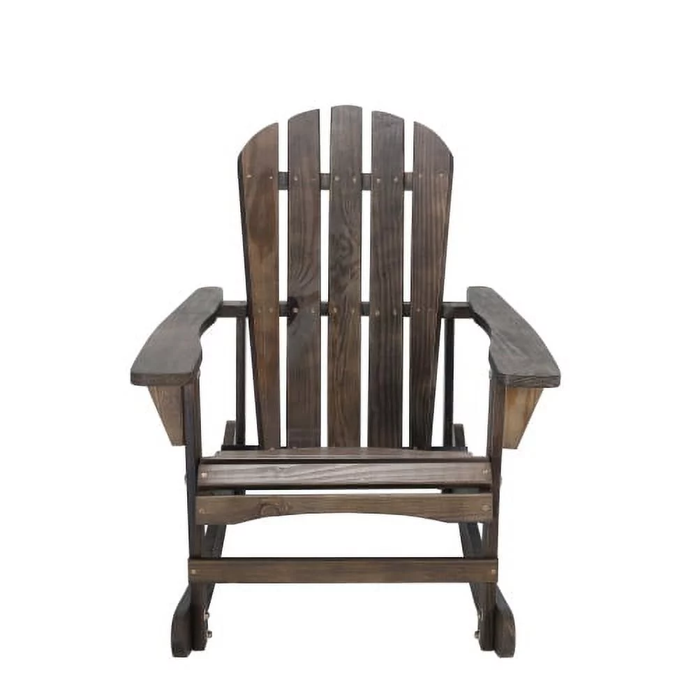 Buumin Adirondack Rocking Chair Solid Wood Chairs Finish Outdoor Furniture for Patio, Backyard, Garden -Dark Brown