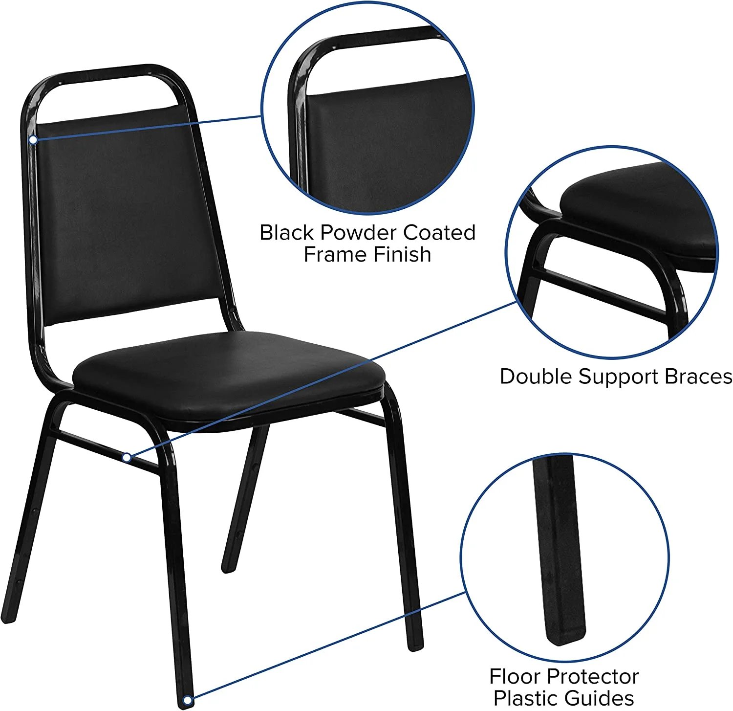 YPSXVGJ Trapezoidal Back Banquet Chair  Black Vinyl/Black Frame